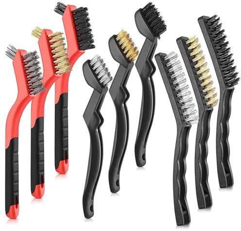 9 PCS Wire Brush, Carb Cleaner Wire Brushes for Cleaning Metal Brush Cleaning Supplies Paint Scrubbing Metal Rust Remover Brushes for Welding Slag
