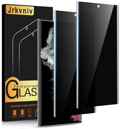 Jrkvniv Verre Trempé pour Samsung Galaxy S22 Ultra 5G Anti Espion,Anti Spy Dureté 9H Vitre Film de Protection écran Anti-Rayures Sans Bulles Privacy Confidentialité Transparent HD Protecteur,2 Pièces