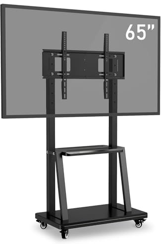 Smart Board Stand for 43-65 inch Smart Whiteboard, Floor TV Stand with Four Lockable Wheels, Design for Office Classroom Home