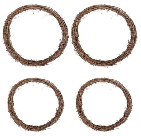 YankMooM 4 Pack Christmas Wreath,30cm/20cm Grapevine Wreath Christmas Wreath Base Round Wreath Frame for Christmas Halloween Thanksgiving Door Wall Decor