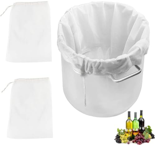 Zyren 3 Stück Nylon Filterbeutel, 120 Micro 45 * 60cm Siebbeutel Fein, Nussmilchbeutel Waschbar, Passierbeutel,Filtersack mit Sieb, Cheesecloth für Obstpresse Wein Marmelade, Bierbrauen, Saftpressen,