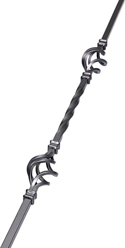 Black Metal Stair Spindle – Double Basket with Twist – 1118mm Decorative Baluster – Matte Black Finish – 13mm Mild Steel Stair Railing Insert - Groverake