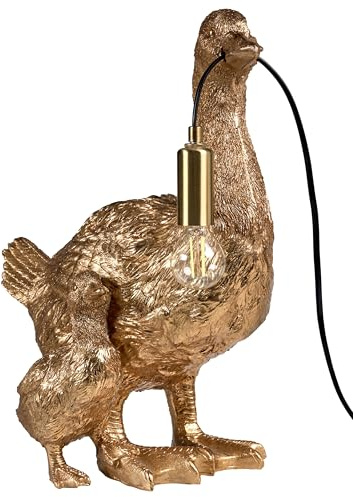 Tischlampe Kunstharz gold Glühbirnen-Optik 1-flammig Tiermotiv Ente Daffy