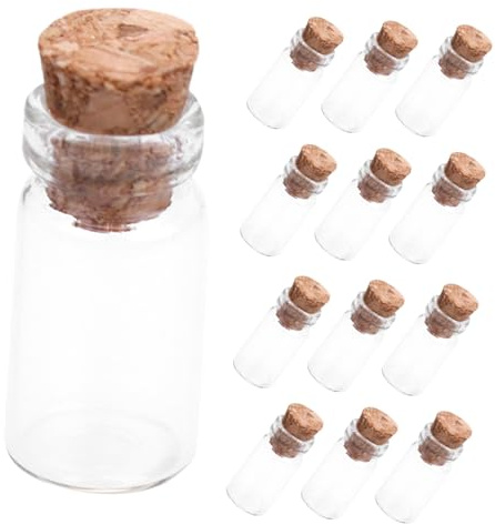 iplusmile 50 piezas Botellas Mini Vidrio con Tapón Corcho Transparente Frascos para Mensajes Bodas Fiesta DIY Accesorios