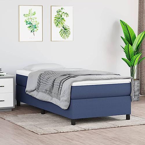 Mimdixy Doppelbett Metallbett, Bettgestell ohne Matratze Blau 80x200 cm Stoff für Schlafzimmer Gästezimmer
