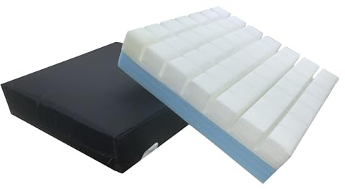 Gar Medical Anti-Dekubitus-Kissen mit Schlitzen für Rollstühle - Orthopädisches Kissen für Steißbein- und Lendenwirbelbereich mit wasserdichtem Bezug, Füllung aus Schaum. (Viskoelastisch+HR-Schaum)