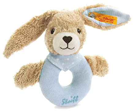 Steiff 237522 Hoppel Greifring 12 blau Hase, Medium