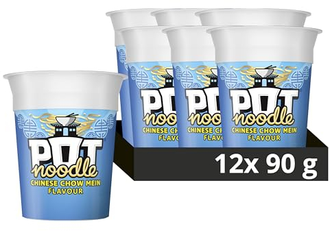 Pot Noodle Chinese Chow Mein Standard Pot Noodle instant vegan* snack quick to make noodles 12x 90 g