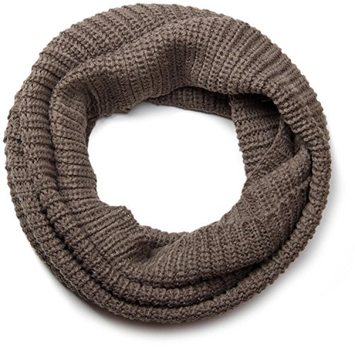 styleBREAKER Unisex Feinstrick Schal, einfarbiger Loop Schlauchschal, Feinripp Winter Strickschal, Loopschal 01018112, Farbe:Taupe