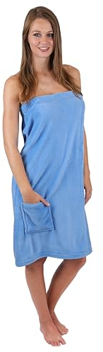 Betz Damen Saunakilt 100% Microfaser mit Gummizug und Klettverschluss Maße 85 x 150 cm Farbe Hellblau