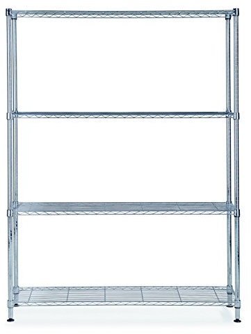 Alba MOBI - Scaffale con Ripiani, in Filo Metallico Cromato, Cromato, 4 mensole L