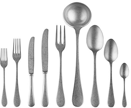MEPRA Vintage Servizio, Acciaio Inossidabile 18/10 con Trattamento Superficiale Stone-Washed, Peltro, 75 Pezzi