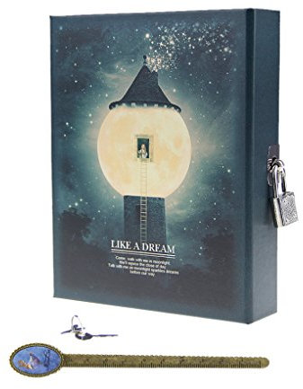 BAO CORE Moonlight Students Locking Diaries Pocket Diary Book Notebooks with Lock Writing Memo Notebook Unruled for Kids Girls Boys 144 Sheets, L140xW105 mm, 4 Colours Random Dispatch