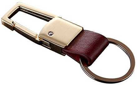 Cerbery® | Porte-clés élégant en cuir avec anneaux et boîte-cadeau | Keychain porte-clés porte-clés porte-clés voiture photo gravure anneau | Femmes Hommes | Cadeau (Or)