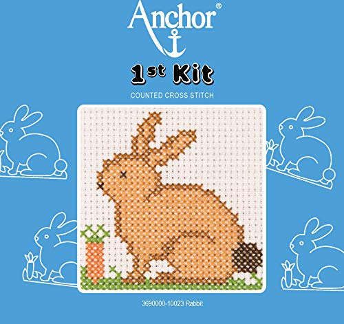 Anchor 1st Cross Stitch Kit, Rabbit, 10 x 10cm, 3690000@23