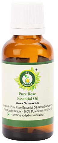 R V Essential Olio essenziale di rose puro- 30ml (1.01oz) Rosa Damascena (100% Puro e Naturale Steam Distilled) Pure Rose Essential Oil