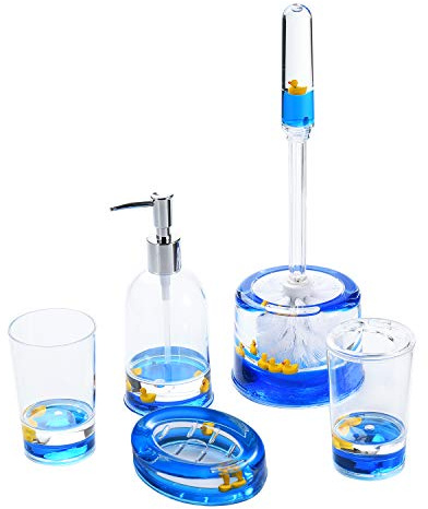 Locco Decor 5 Piece Acrylic Liquid 3D Floating Motion Bathroom Vanity Accessory Set Duck