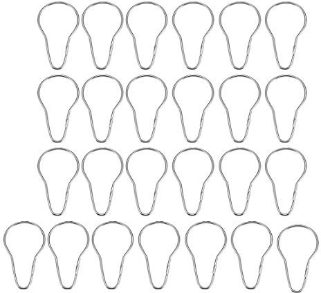 sourcing map Shower Curtain Ring Hooks Metal for Bathroom Shower Rods Curtains Liners 25pcs