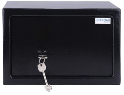 DONAU TECH - Caja fuerte para muebles (8,5 L, 31 x 20 x 20 cm, incluye 2 llaves), color negro