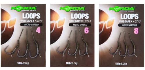 Korda DF Wide Gape Barbless Loop Rigs: 8