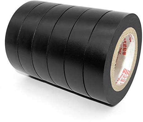 WooZuu Cinta aislante negra 6 rollos, cinta adhesiva eléctrica de 15 mm x 15 m, cinta adhesiva de PVC para aislar, reparar y proteger cables (0.6 pulgadas x 50 pies)