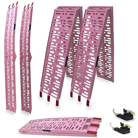TRUTZHOLM 2 x Auffahrrampe klappbar 228cm Traglast 680 kg ALU pink gelocht Verladerampe Rampe
