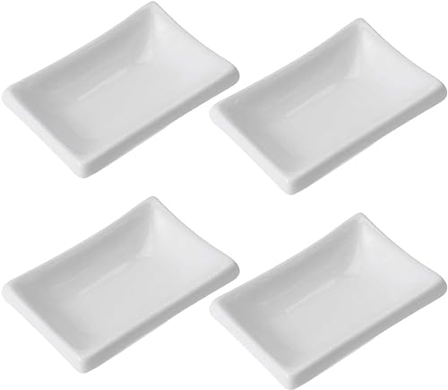DOITOOL 4Pcs Ceramic Soy Sauce Dishes Dip Bowls Seasoning Dish Bowl Dipping Sauce Dishes Appetizer Plates for Home Restauran