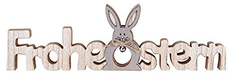 Haushalt International Frohe Ostern aus Holz Maße ca. 40 X 12 X 2cm Osterdeko Schriftzug mit Hase