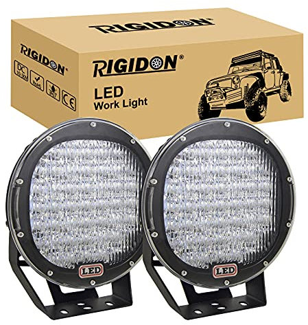 RIGIDON 2 Pcs Schwarz Auto rund scheinwerfer, 9 Zoll 23cm 225W led flutstrahler, offroad beleuchtung für SUV ATV, Traktor, LKW, 4x4 6000K led nebelscheinwerfer, led arbeitslicht arbeitsscheinwerfer