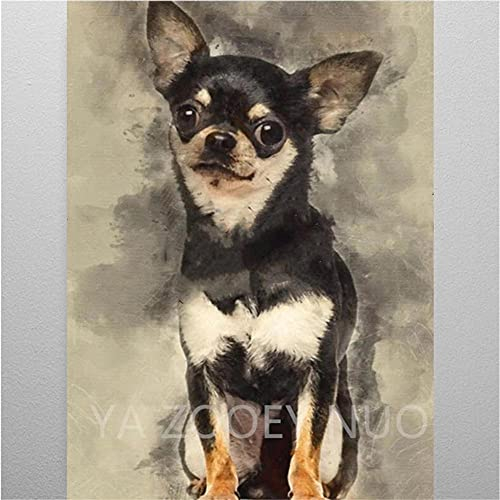 Groß DIY 5D Diamond Painting Set, Diamant Painting Bilder, Hund Chihuahua 30x60cm 5D Diamant Malerei, Crystal Strass Stickerei Cross Stickerei Malerei Kit für Home Wall Décor Büro Dekoration