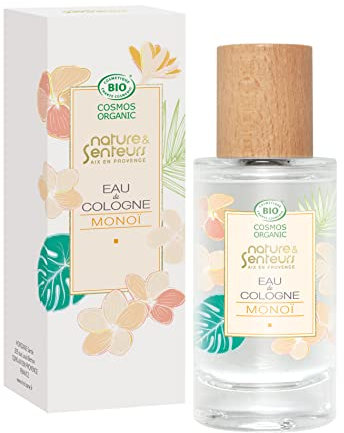 Eau de Cologne bio 50 ml ● Parfum monoï ● Fabrication Française ● Senteur féminine ● Nature & Senteurs