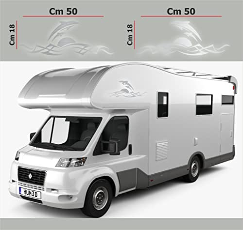 DualColorStampe Aufkleber für Wohnmobil, kompatibel mit Adria Arca Bürstner Carthago Chausson Elnagh Mclouis Caravan Motorhome Wohnwagen COD.0207 (Silber)