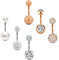 Incaton Bauchnabelpiercing 10mm Nabelpiercing Ring Banane Piercing mit Kristall Kugeln Piercing Schmuck Set Silber Rosegold 14 Gauge 1.6mm