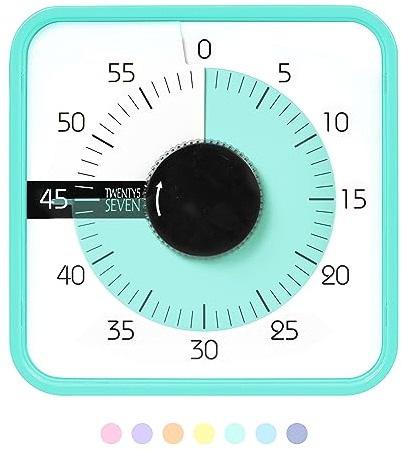 Minuterie visuelle de 19 cm; Compte à rebours de 60 Minutes et 1 Heure – Outil d'enseignement pour Salle de Classe, réunion, Compte à rebours mécanique pour Enfants, Gestion du Temps, Vert Menthe