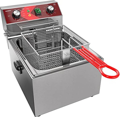 EGGKITPO Friteuse électrique à cuve unique avec panier d'une capacité de 10 L Friteuse électrique de comptoir avec minuterie de 60 minutes pour cuisine domestique et restaurant 3000watts 220V