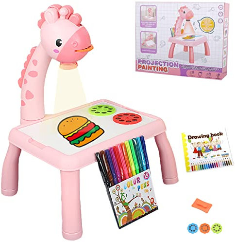 DIRUQSD - Tavolo da disegno per bambini con proiettore per disegnare ricalcando un’immagine, set da disegno con proiettore intelligente, tavolo giocattolo