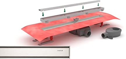 VIGOUR-SET Duschrinne + Designrost individual 3.0 - Variante Edelstahl 1000 mm
