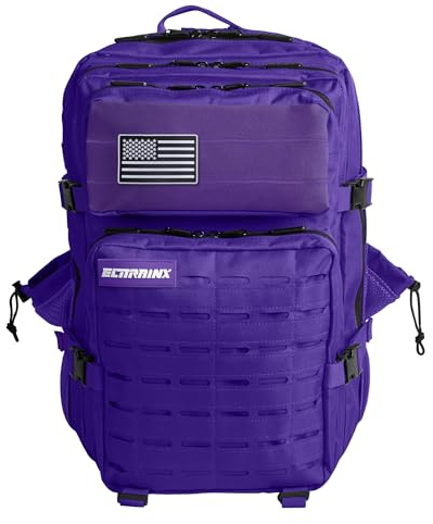 ELITRAINX V2 45L Mochila Táctica Repelente al Agua con Compartimento Zapatillas y Portatil, Cabina Avión Viajes, Cremallera Impermeable Oxford 1000D por ELITEX TRAINING (Púrpura)