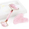 Gua Sha Jade Roller per Viso, GeeRic Gua Sha Tool Rullo di Giada per Massaggio Facciale Tools Set Naturale Jade Roller in Pietra di Lenire Elimina Gonfiore di Occhi Pelle per Viso Collo Corpo Rosa