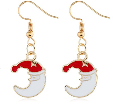 YAZILIND Frauen Drop Dangle Ohrringe Schneeflocke Strass Santa Claus Weihnachtsfeier Schmuck (Hut)