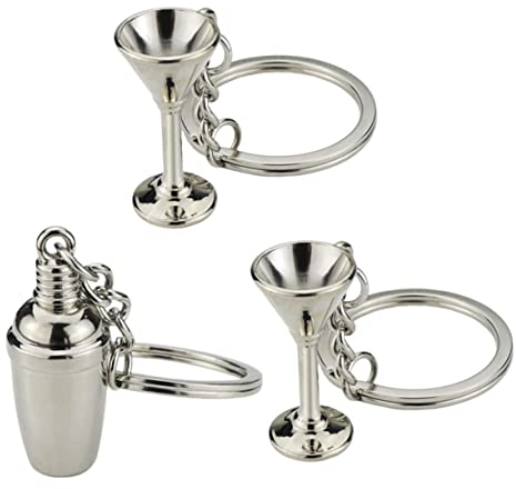 Parliky 3-Teiliger BARKEEPER Schlüsselanhänger Anhänger Zum Aufhängen In Rebenform Süßes -Ring Schlüsselanhänger Simulierter Kelch Schnallen Bar Geldbörse Freund