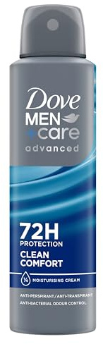 Dove Men+Care Advanced Clean Comfort Anti-Perspirant Aerosol Deodorant Spray with Anti-Odour technology & ¼ moisturising cream for 72 hour protection against sweat and odour 150 ml