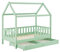 Juskys Kinderbett Marli 90 x 200 cm mit Bettkasten 2-teilig, Rausfallschutz, Lattenrost & Dach - Massivholz Hausbett für Kinder - Bett in Mint