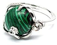 Verstellbare Ringe Mit Persönlichkeitsöffnung,Vintage-Ring Mit Natürlicher Blume Und Eingelegtem Blauem Türkis,Modischer Kreativer Malachit-Kristall-Ring,Schmuck Für Mädchen,Damen,Geburtstag,Tä