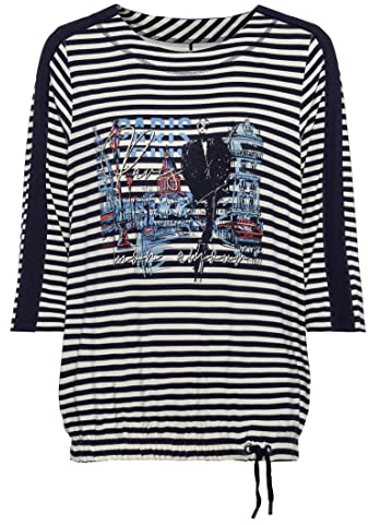 T-Shirt mit Streifen und Placement Print