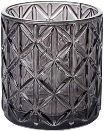 Teelichthalter Noble 10cm. Teelichtglas Windlicht Kerzenglas Kerzenhalter mit Motiv dunkelgrau ANTHRAZIT