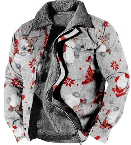 Generisch Trench Coat Homme, Men's Christmas Print Fleece Thickened Coat Jacket Casual Fashion Warm Coat Security Jacke Coat Motorcycle Jacket Men Ärmellose Männer Wachs Für Wachsjacken (3XL, Rosa)