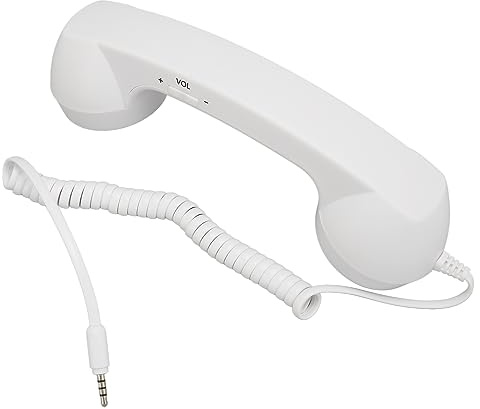 Retro-3,5-mm-Telefonhörer, Strahlungssicherer Kabelgebundener Handy-Empfänger, Mikrofon-Lautsprecher für Alle Smartphones und Computer mit 3,5-mm-Buchse (White)