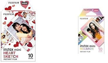 Fujifilm instax - Film Mini Heart Sketch (10 Vues) & instax Film Mini Macaron 10 Vues Multicolore