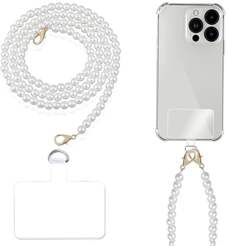 Nayyana Chaîne de téléphone portable à porter autour du cou, sangle de perles, pour femme, avec patchs pour téléphone portable, compatible avec la plupart des téléphones portables, sacs et